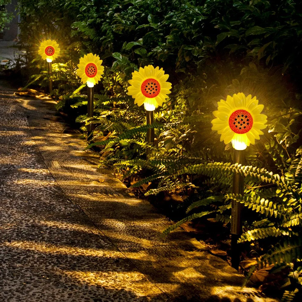 LED Landscape Ground Solar Lamp Outdoor 1 Drag 5 Solar Sunflower String LED Garden Path Lawn Light