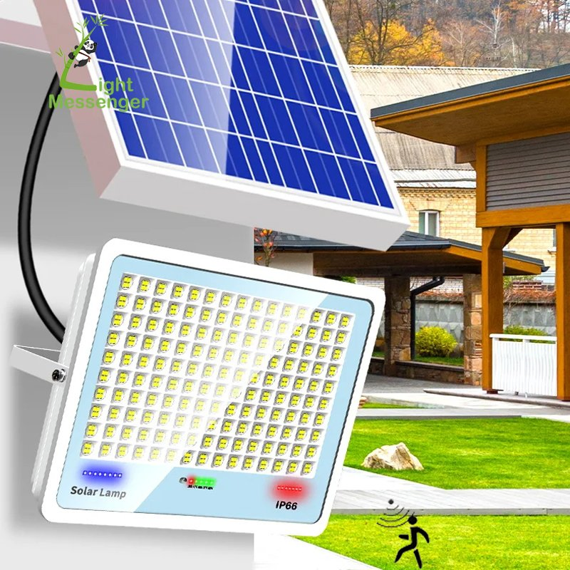 Light Messenger Good Price LED Outdoor Parking Lot Garden Court Lighting High Lumen Solar Energy Powered Dusk to Dawn IP66 Waterproof 200W Security Flood Light