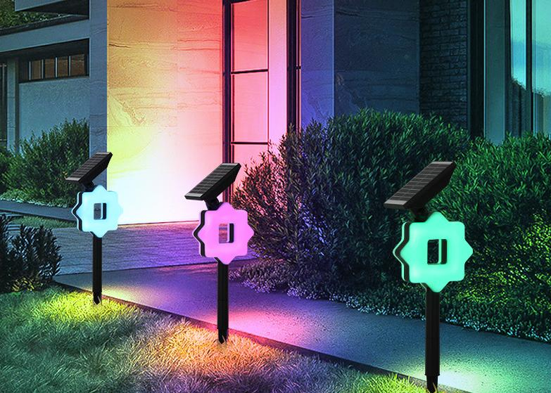Solar Lights Outdoor Waterproof IP68, 50 LED 3 Lighting Modes Solar Powered Garden Yard Spot Solar Lights for Outside Landscape White/Warm White/ Colorful