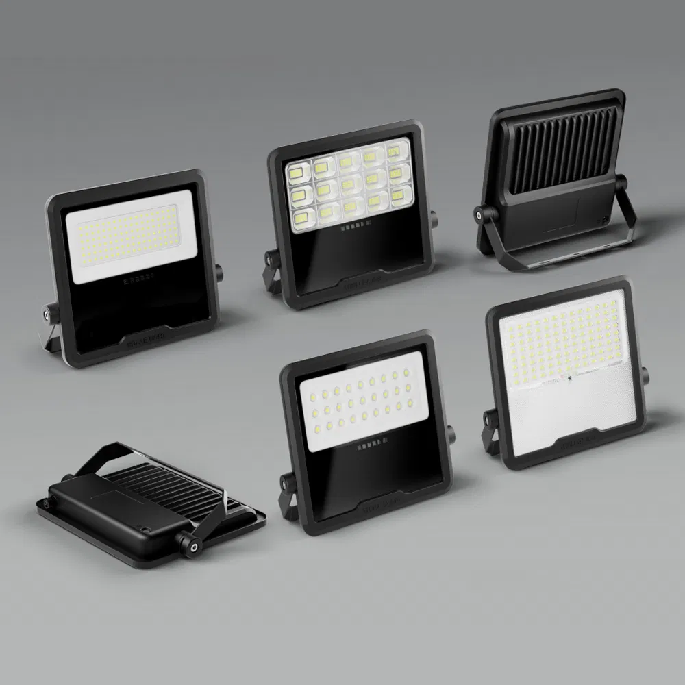 Security Camping Outdoor Waterproof IP65 Stadium Portable Slim Aluminum LED Solar Flood Light 50W 100W 200W 300W