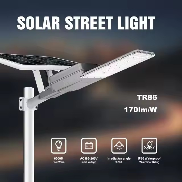 High Quality Outdoor Light 30W 60W 80W Aluminum Profile Solar Street Lamps High Pole Garden Light Landscape LED Post Top Light