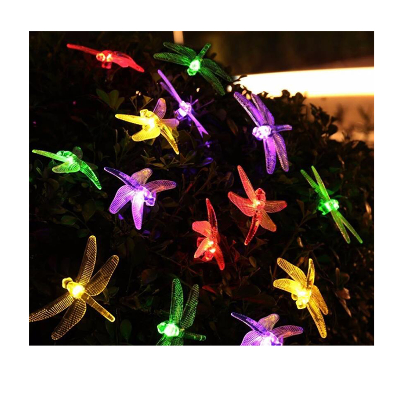 7m 50 LEDs Solar Outdoor Multicolor Dragonfly Shape Garden Patio Decor Dragonfly Solar Lights Decorative Light for Christmas