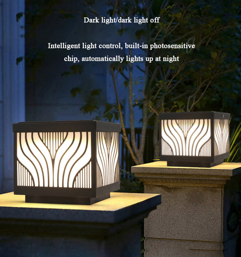 Stainless Steel Main Gate Garden Solar Pillar Light Outdoor Solar Light Waterproof Solar Post Light