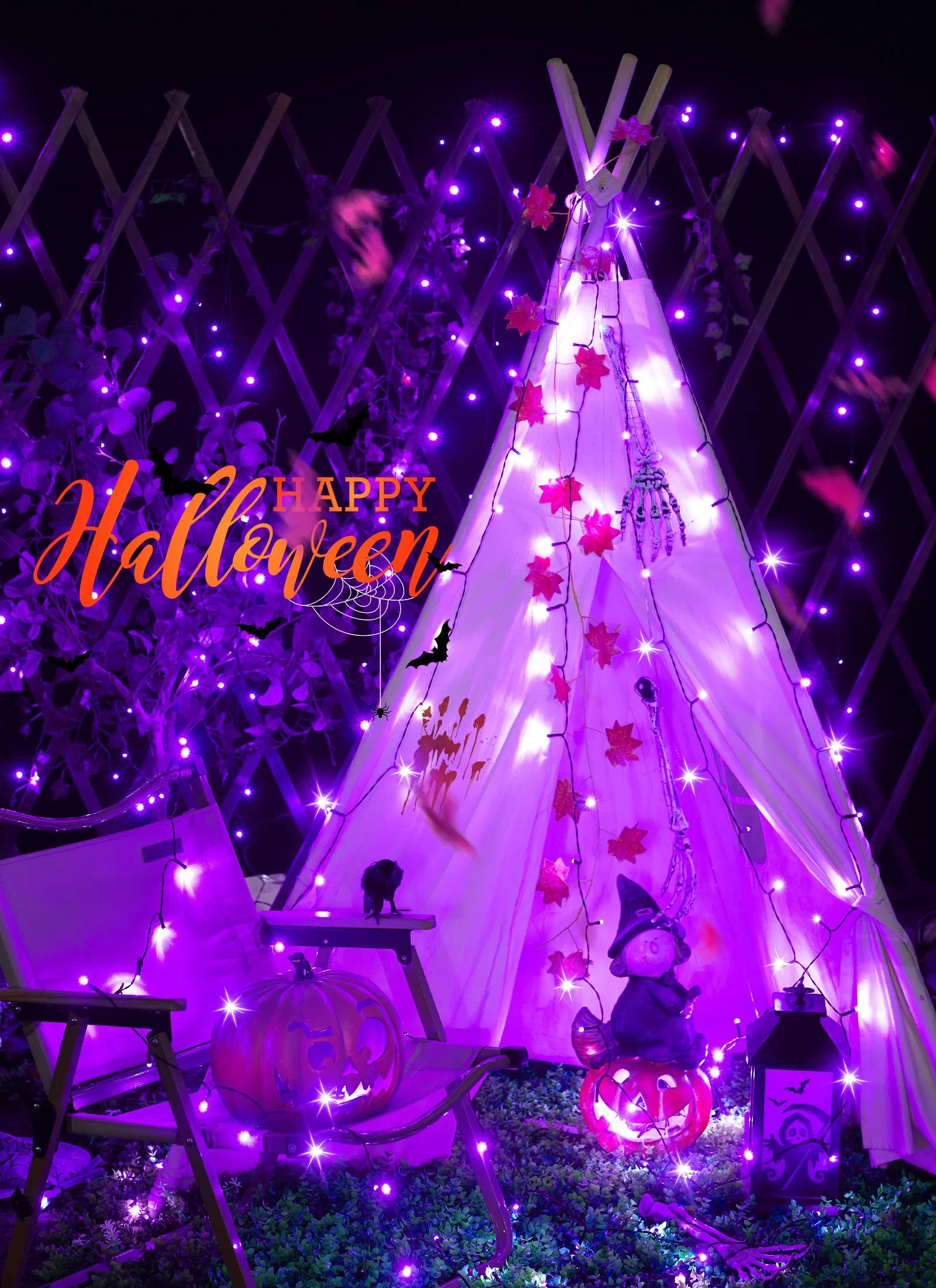 Solar String Lights for Patio Umbrella, 50LED Mini Lights with Solar Panel