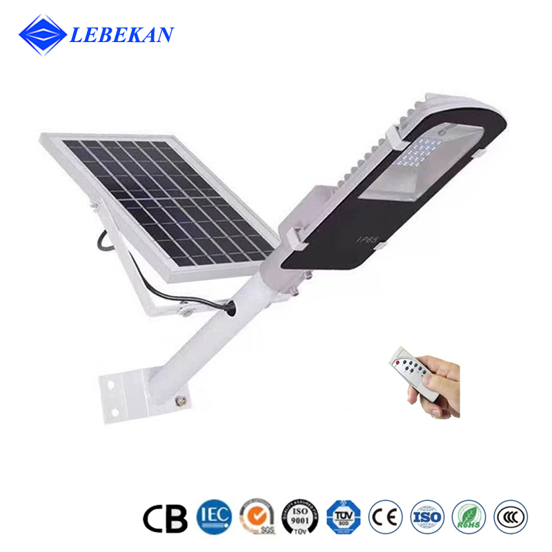 Lebekan White IP65 Integrado Lampara Solar 100W 200W 300W 400W 500W Luz Solar Outdoor Lights Motion Sensor Dusk to Dawn Pole Post Lights