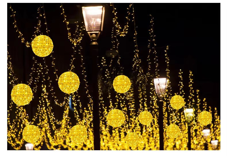 Outdoor Waterproof Solar LED Rattan Ball String Lights for Gardens