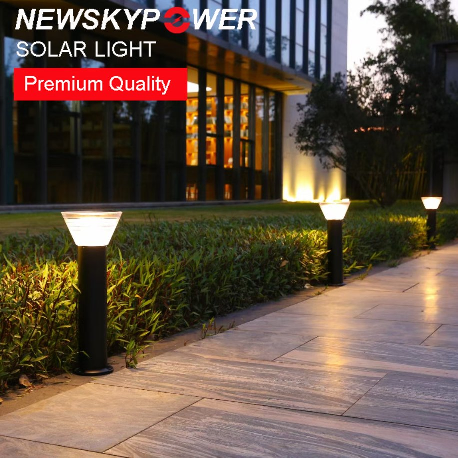 Both 3000K 6000K Waterproof IP65 Garden Solar Lights Decorative Solar Bollard Lamp with Smart LED Light Lamp