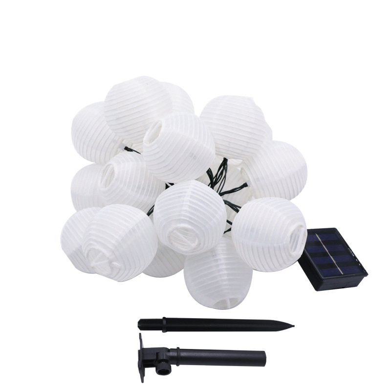 Solar Market Fabric Christmas Lanterns Decorated Garden Wedding LED String Lights