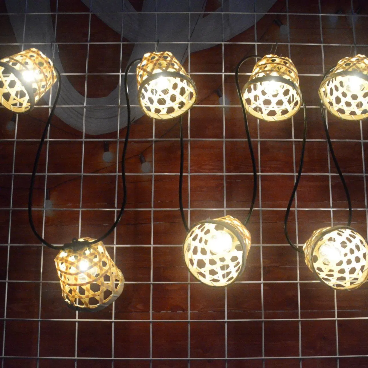 Traditional Bamboo Weaving Craft Lampshade Solar Lighting Decoration String Lights