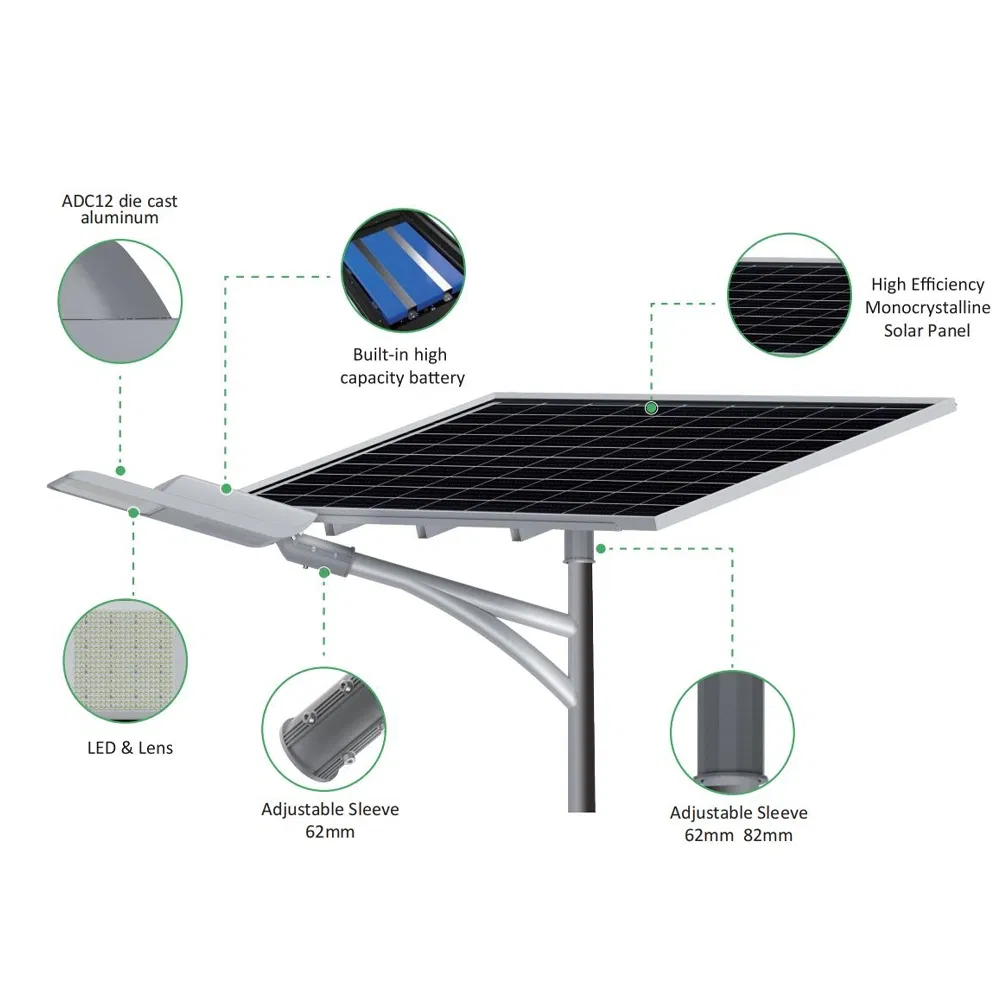 Cost-Effective Factory Price Split Lamp Post LED Solar Powered Street Light Lampadaire Solaire