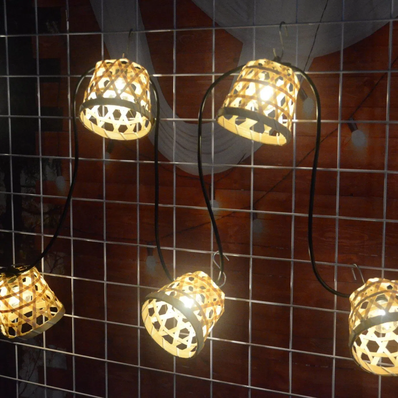 Traditional Bamboo Weaving Craft Lampshade Solar Lighting Decoration String Lights