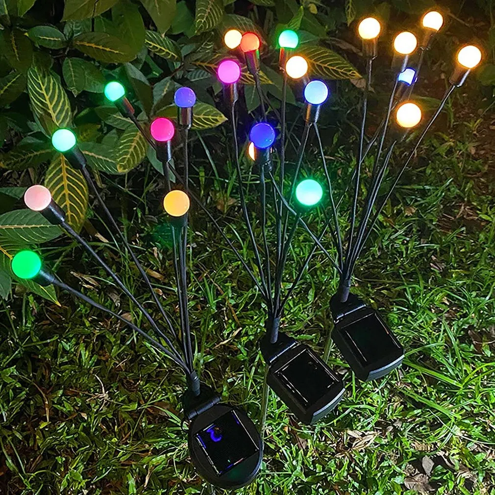 Decorative LED Solar Garden Decorative Lights Powered Firefly Lamp Starburst Swaying Light