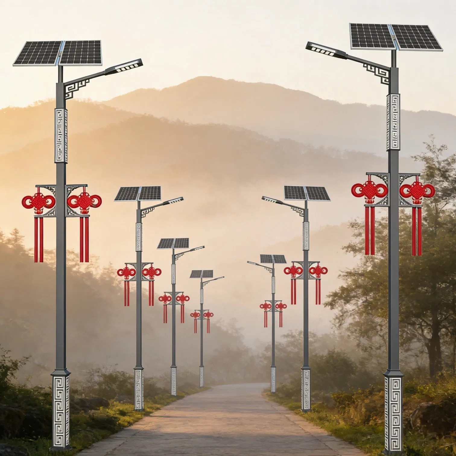 Eco-Chic Solar Path Light Featuring Traditional Chinese Knot Accents