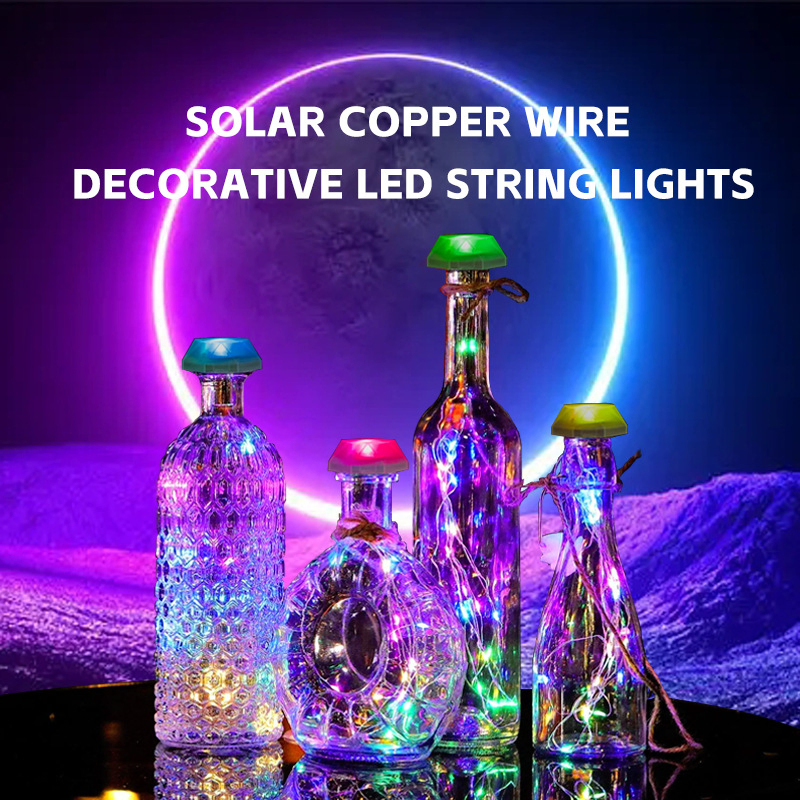 Solar Copper Wire Decoration LED String Light Wine Bottle Lights for Party Wedding Christmas