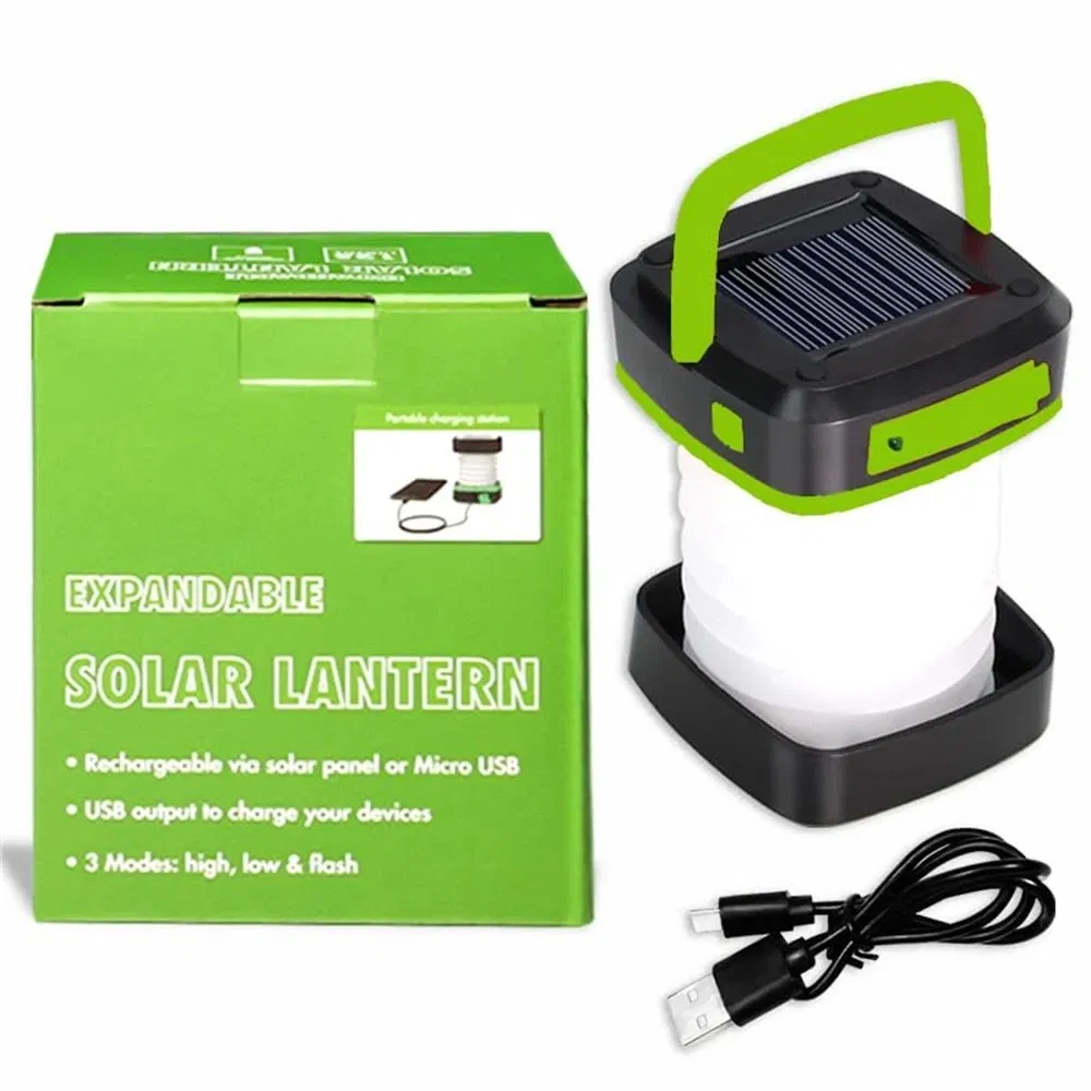 Outdoor Lantern USB Rechargeable Camping Folding LED Light Solar Flashlight Decorative Lighting