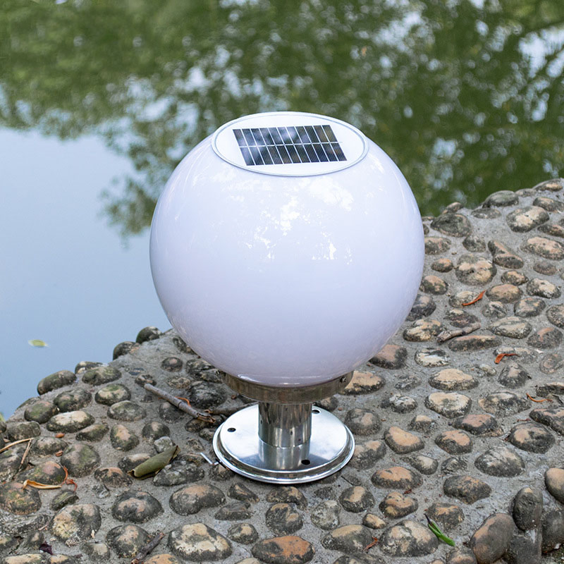 High Efficiency Waterproof Ultra-Bright Round Ball Solar Pillar Lamp Outdoor LED Lighting Solar Garden Post Light