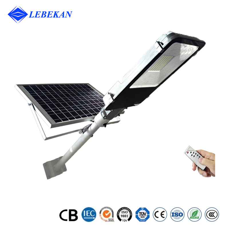 Lebekan White IP65 Integrado Lampara Solar 100W 200W 300W 400W 500W Luz Solar Outdoor Lights Motion Sensor Dusk to Dawn Pole Post Lights