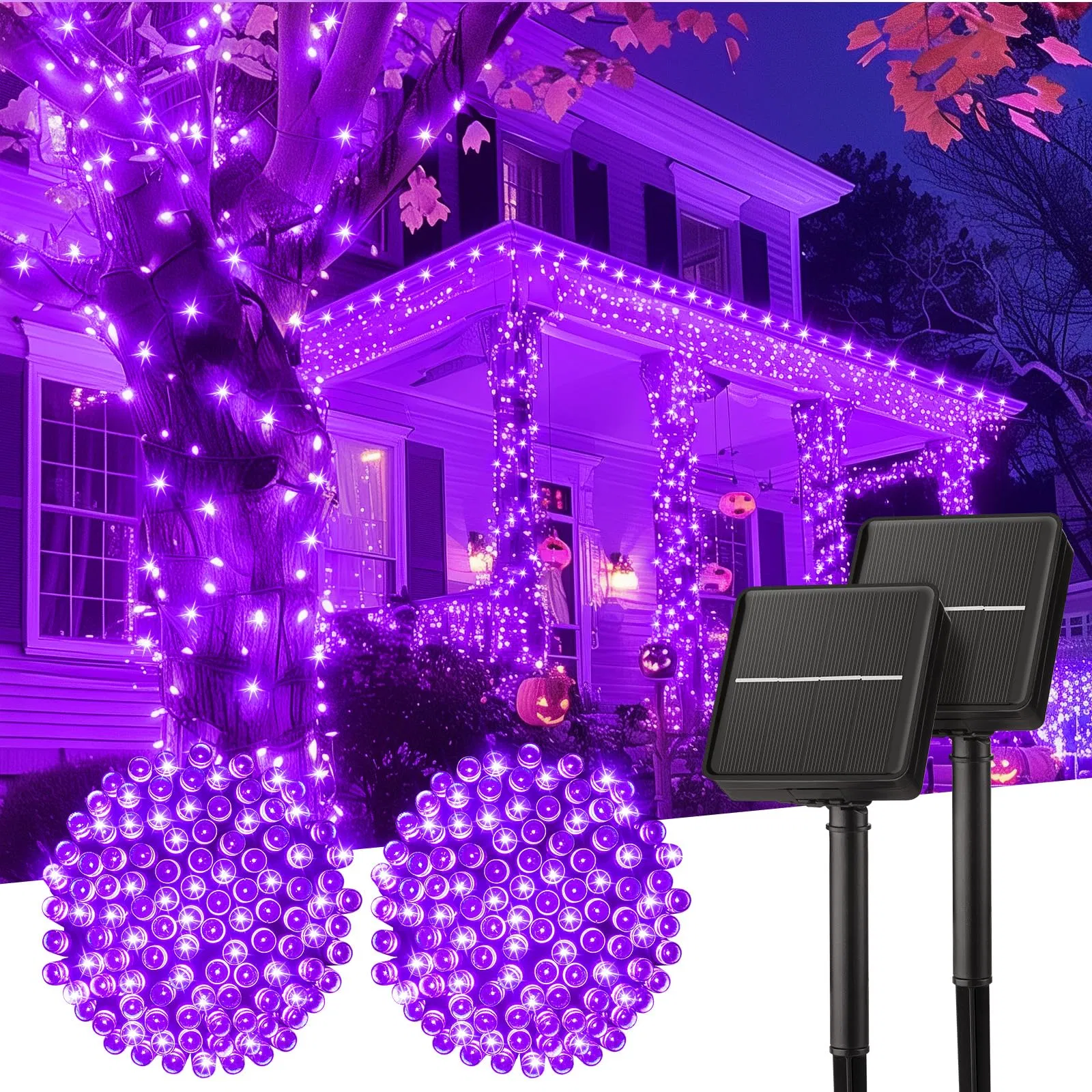 Solar String Lights for Patio Umbrella, 50LED Mini Lights with Solar Panel