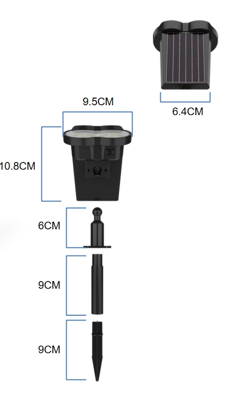 2 in 1 Installation Solar Wall Lamp Garden Spike IP44 Pathway Spotlight Outdoors Lamp