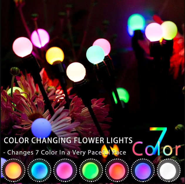 Decorative LED Solar Garden Decorative Lights Powered Firefly Lamp Starburst Swaying Light