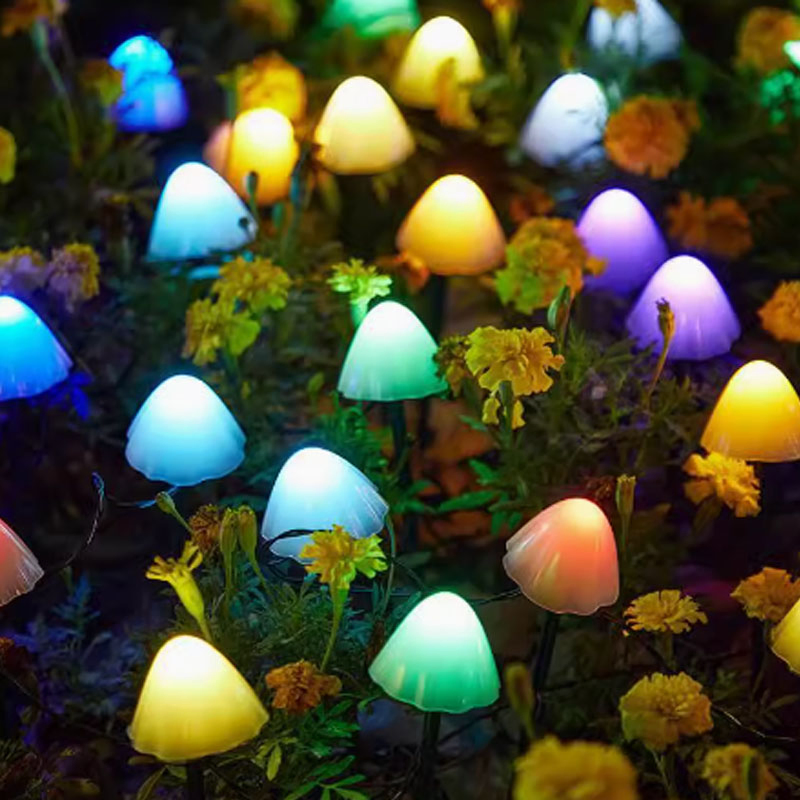 Outdoor IP65 Waterproof LED Mushroom Solar String Light Christmas Holiday Decoration Lighting Garden Mushroom Lamp String Light