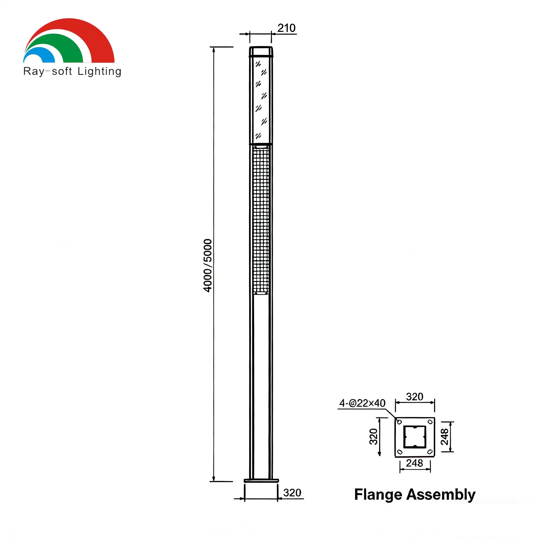 Durable 30W LED Integrated Solar Square Outdoor Waterproof Landscape Countyard Walkway Pathway Patio Street Garden Post Pole Light