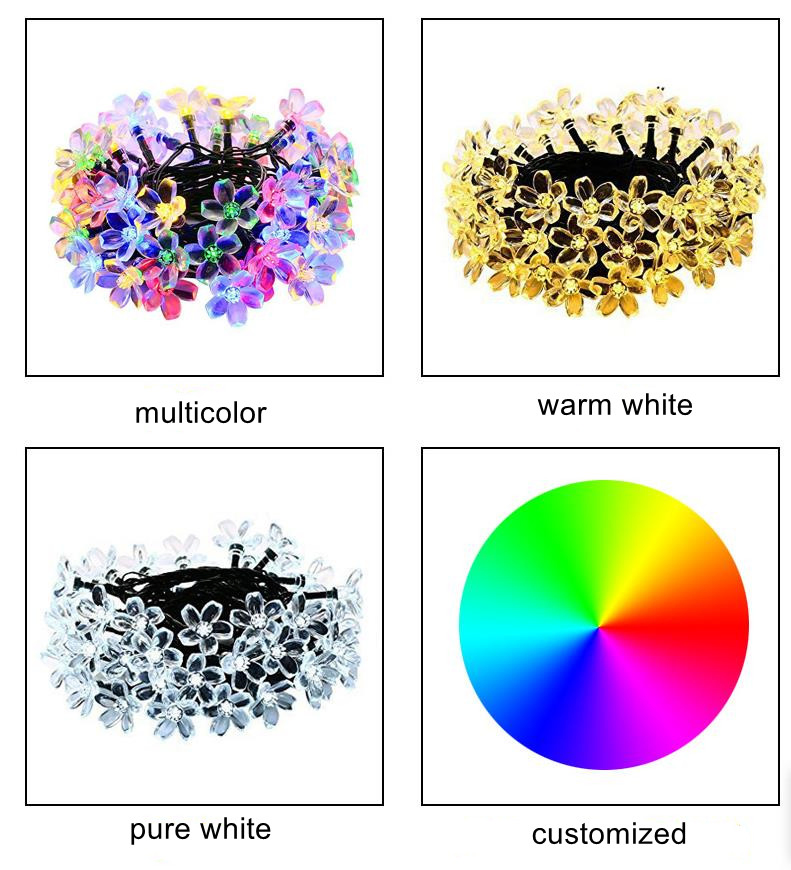 Decor Light 12m100LED Christmas Decoration Lights Sakura Solar Garden Decorative Lights Outdoor LED String Waterproof