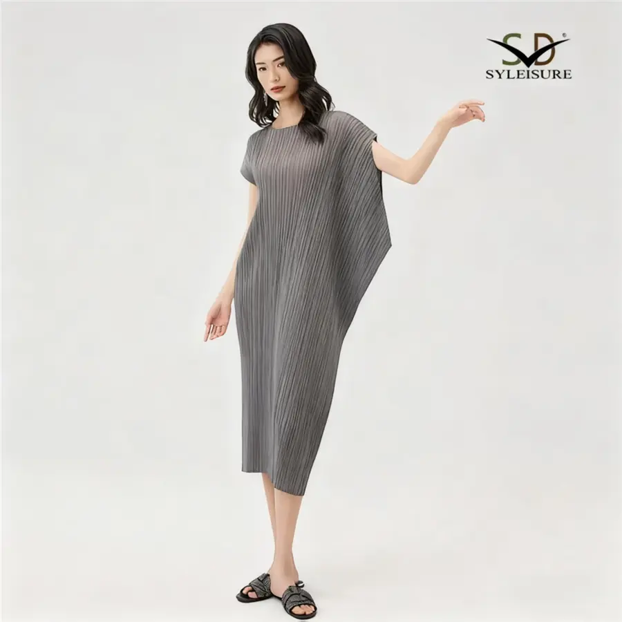 ODM Women's Pleated Loose - Fit Midi Dress Manufacturer, Exporter