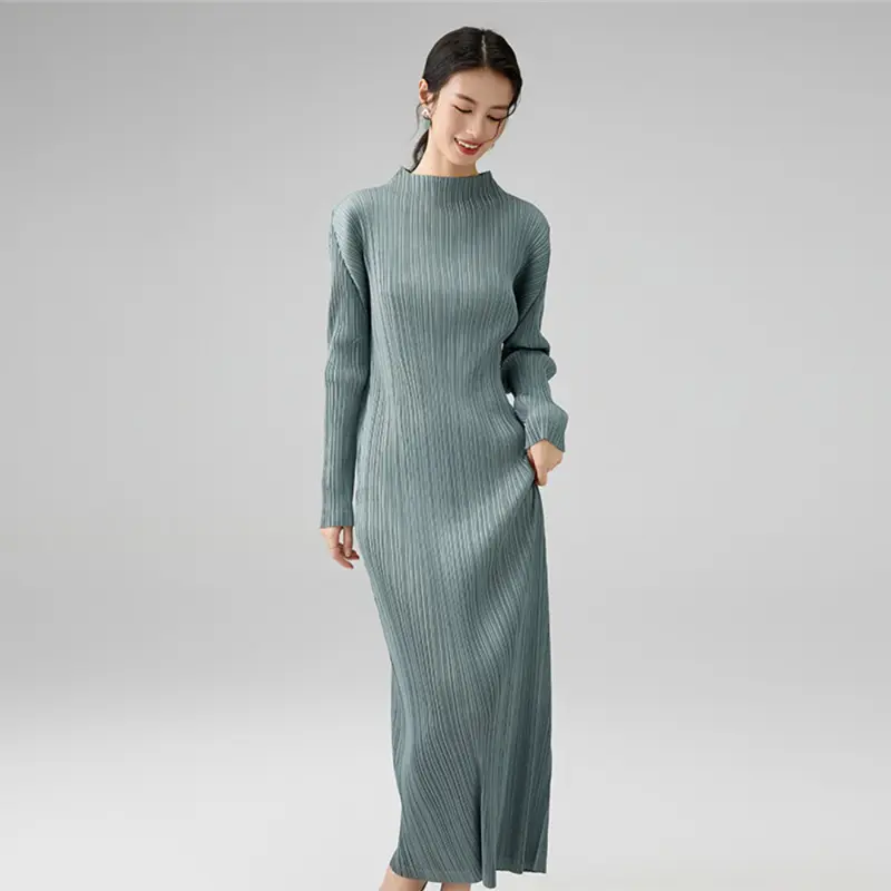 Wholesale Elegant Pleated Long Sleeve Midi Dress Suppliers, Service