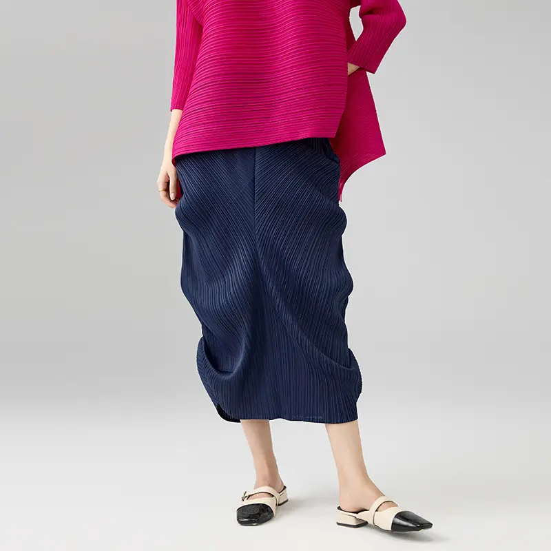 China Women’s Pleated Midi Skirt – Textured Stretch High-Waist Skirt for Casual & Elegant Wear Manufacturer, Exporters