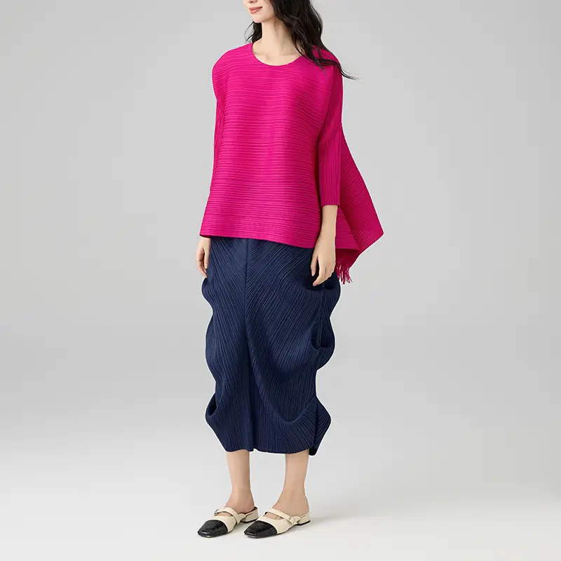 China Women’s Pleated Midi Skirt – Textured Stretch High-Waist Skirt for Casual & Elegant Wear Manufacturer, Exporters
