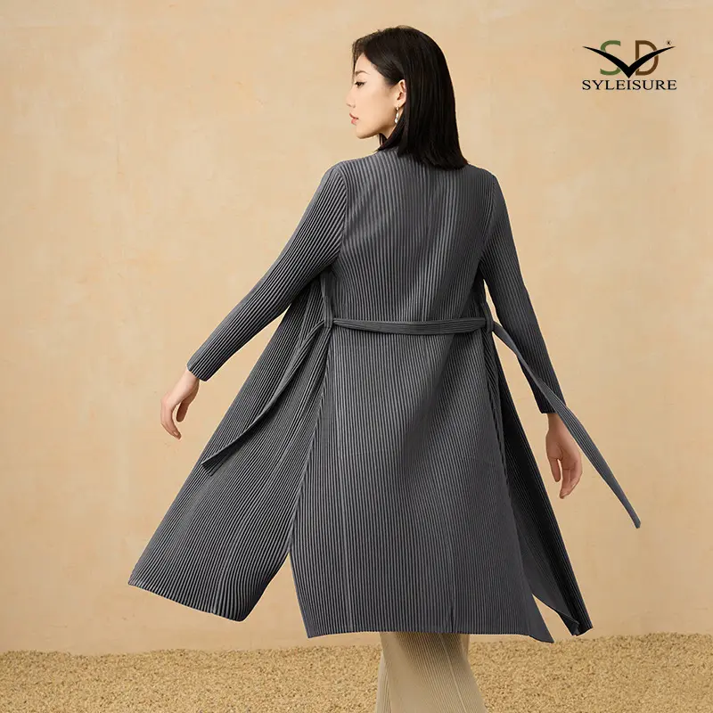 Wholesale Women's Pleated Long Belted Coat Factories, Products