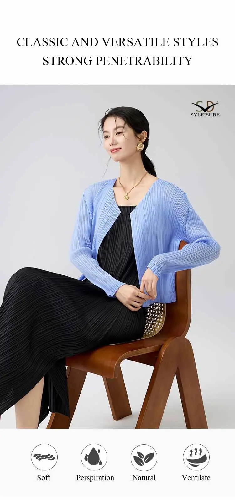 Women's Pleated Cardigan View 3