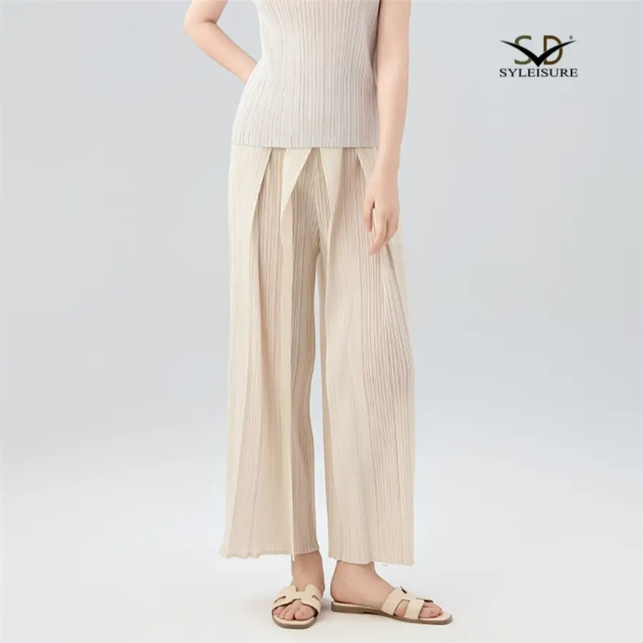 China Women's Pleated Wide - Leg Palazzo Pants Manufacturers, Products