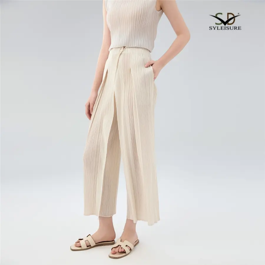 China Women's Pleated Wide - Leg Palazzo Pants Manufacturers, Products