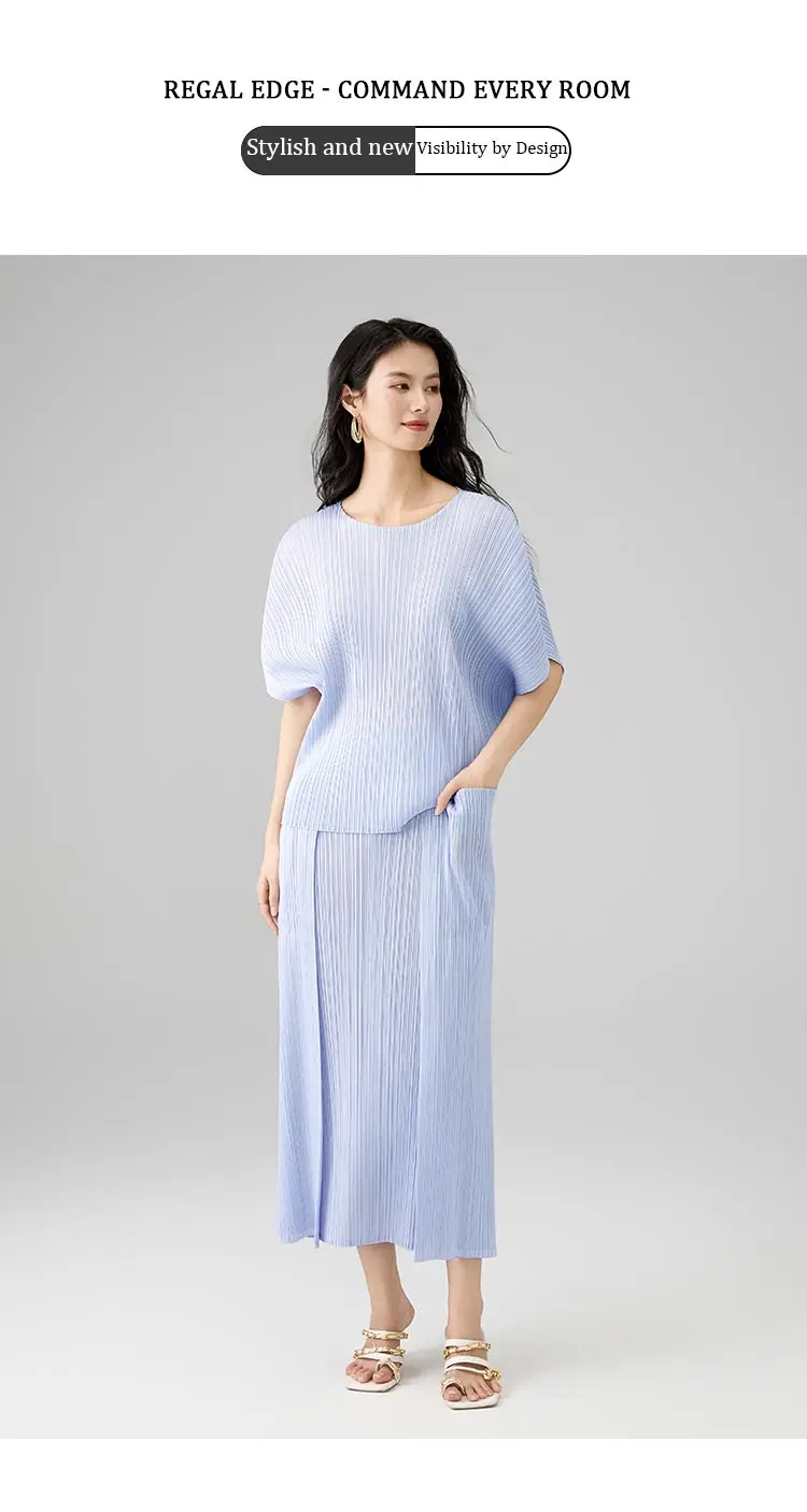 Light Blue Pleated Set Detail 2