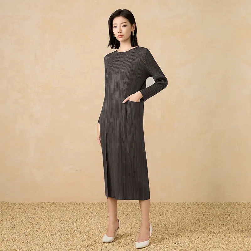 Best Minimalist Pleated Long Sleeve Midi Dress Supplier, Service