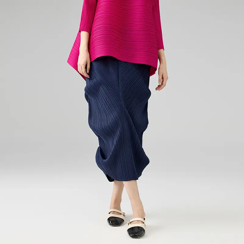 China Women’s Pleated Midi Skirt – Textured Stretch High-Waist Skirt for Casual & Elegant Wear Manufacturer, Exporters