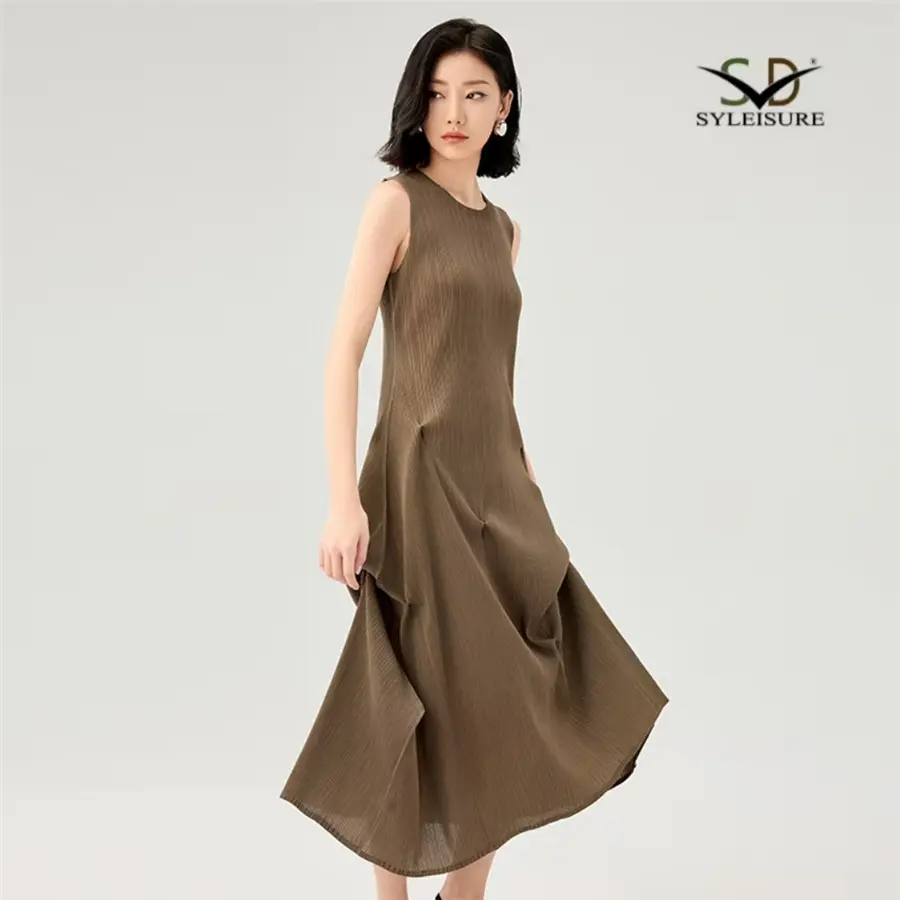 Famous Women's Short - Sleeve Pleated Midi Dress Supplier, Factory