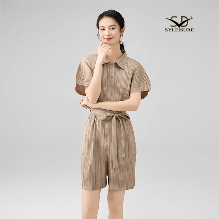 Custom Women's Pleated Short - Sleeve Romper Factory, Companies