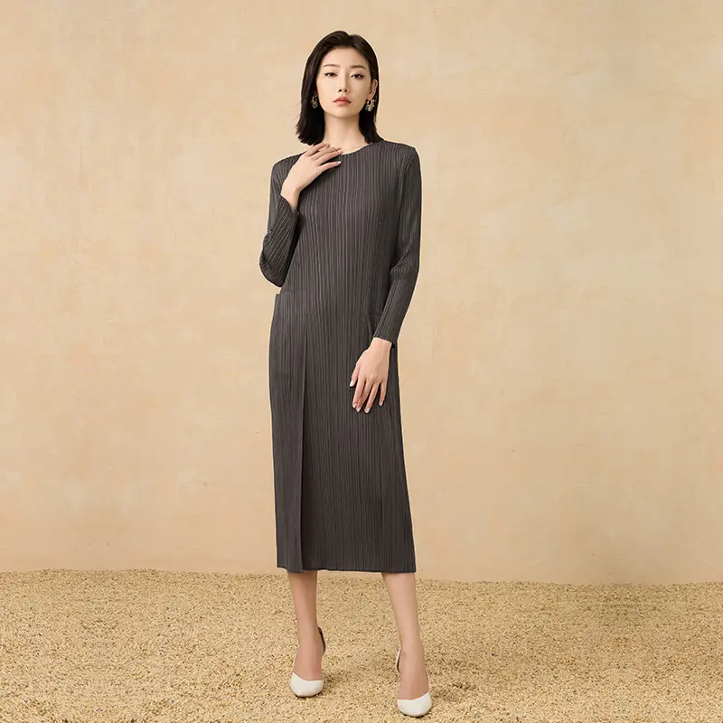 Best Minimalist Pleated Long Sleeve Midi Dress Supplier, Service