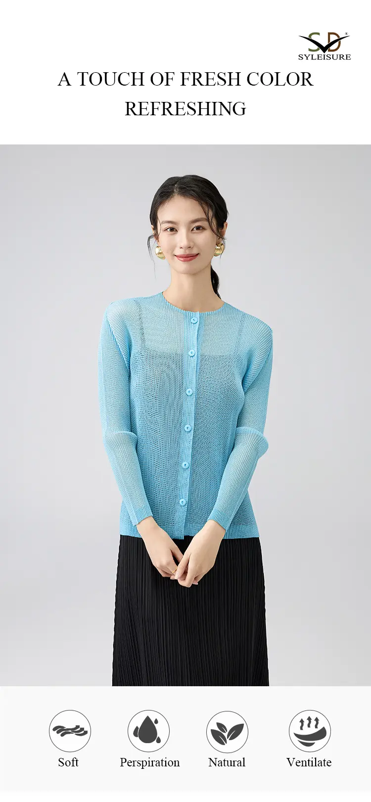 Sheer Pleated Cardigan View 3