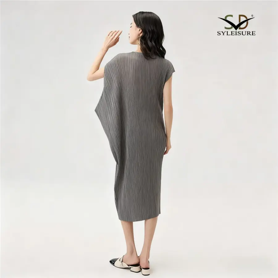ODM Women's Pleated Loose - Fit Midi Dress Manufacturer, Exporter