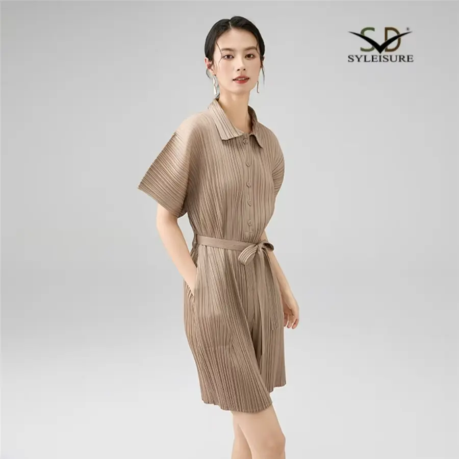 Custom Women's Pleated Short - Sleeve Romper Factory, Companies