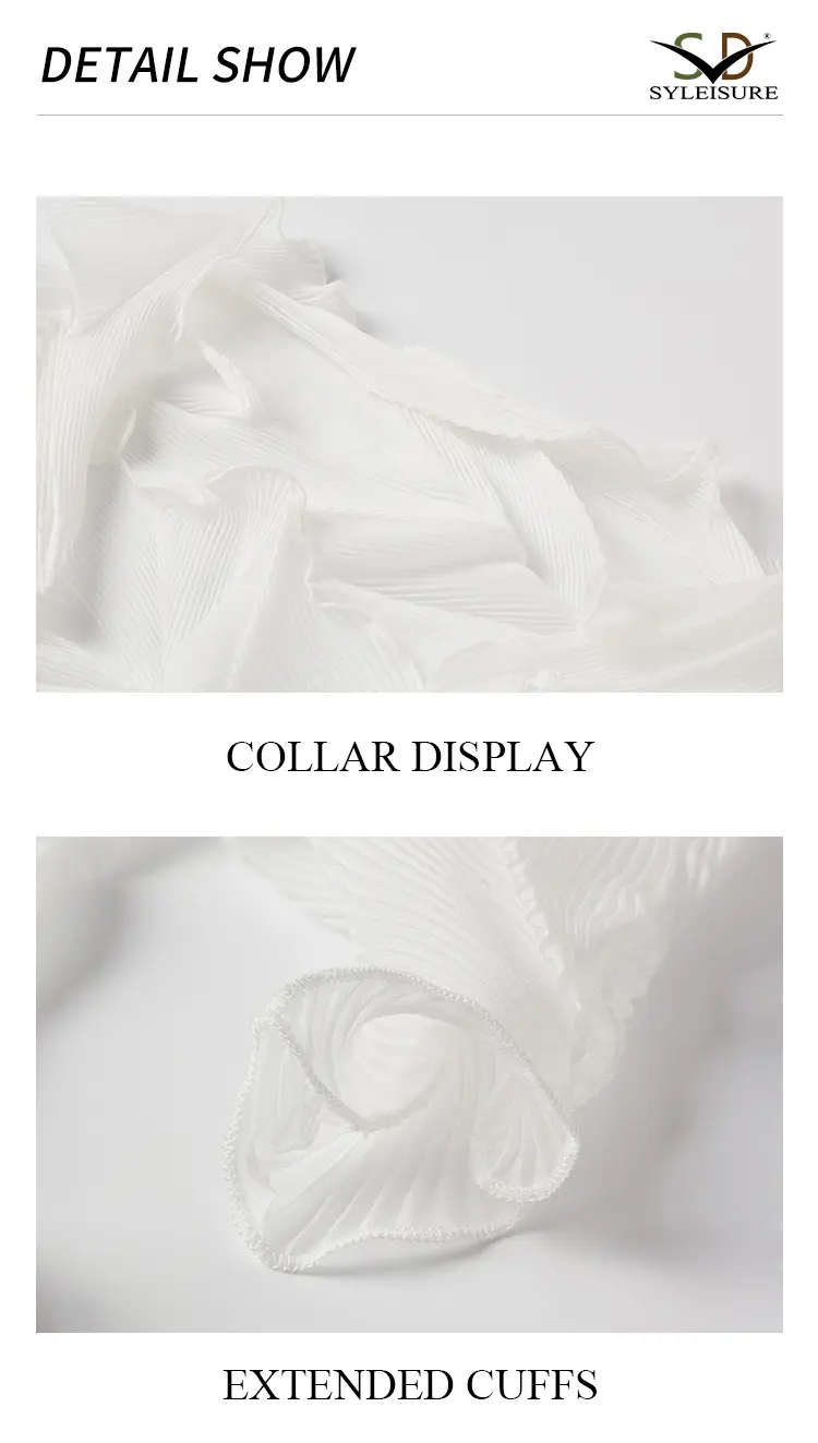 Women's Sheer Pleated Ruffled Shrug Detail 5