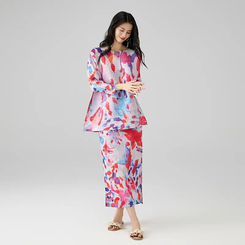 OEM Floral Pleated Two Piece Set for Women Manufacturer, Manufacturers