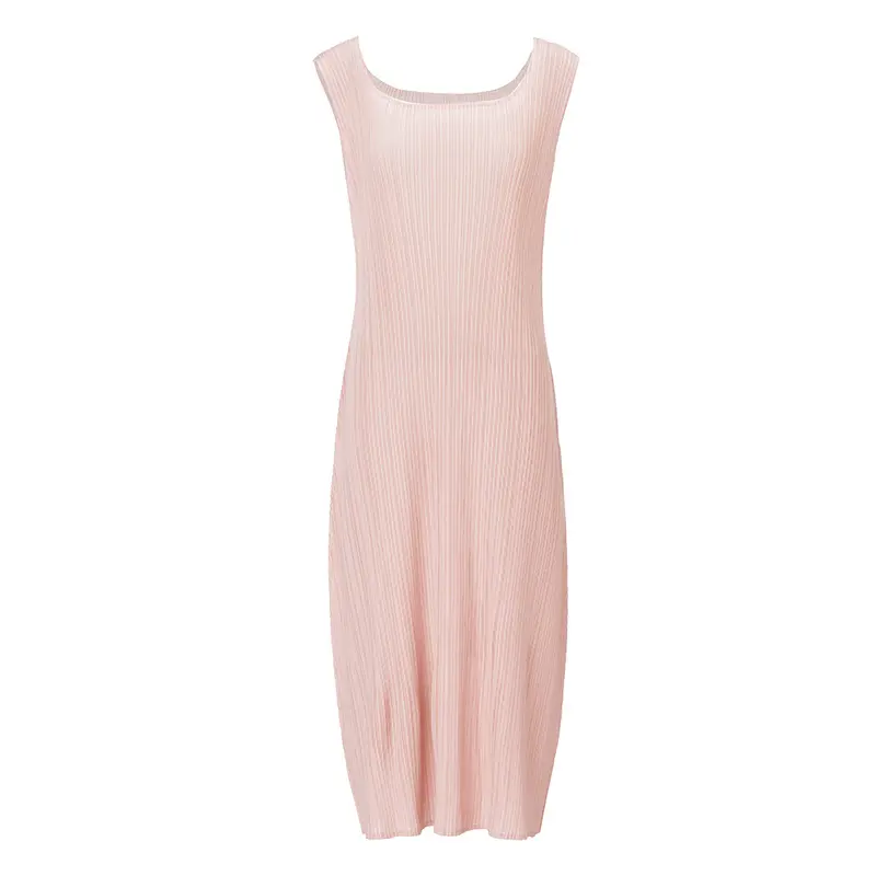 ODM Women’s Pink Sleeveless Pleated Maxi Dress – Lightweight & Elegant Summer Dress Factory, Companies