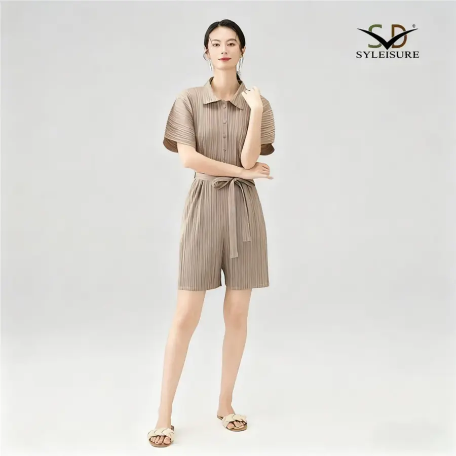 Custom Women's Pleated Short - Sleeve Romper Factory, Companies