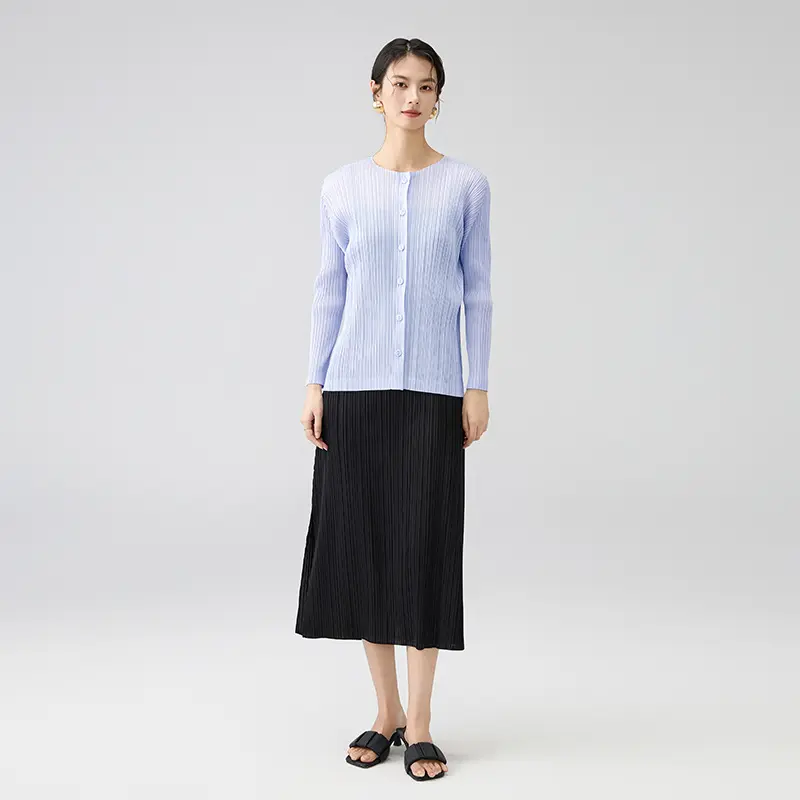Wholesale Pleated Long Sleeve Button Up Cardigan Factory, Factories