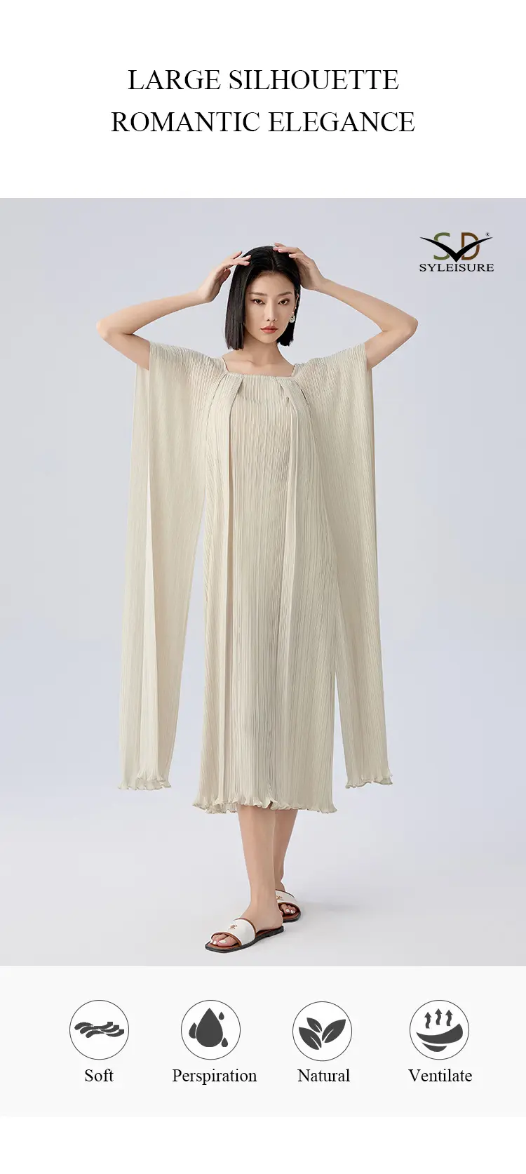 Square Neck Cape Dress Detail 3